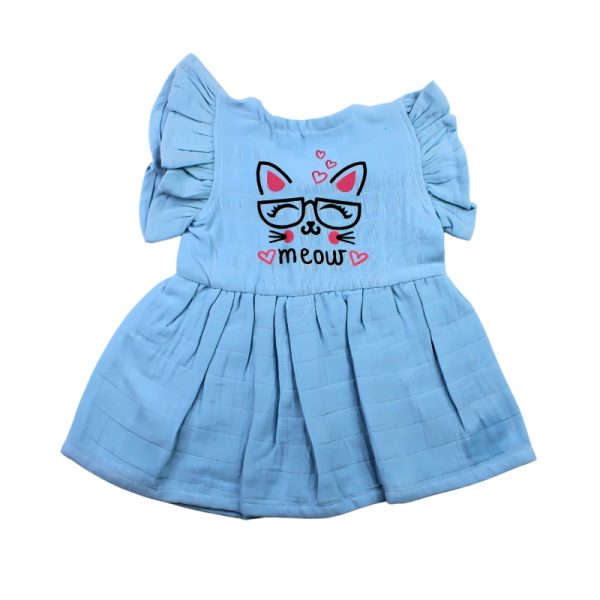 Colour Muslin Frill Frocks Blue Meow