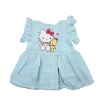 Colour Muslin Frill Frocks Light Blue Cat and Tedy