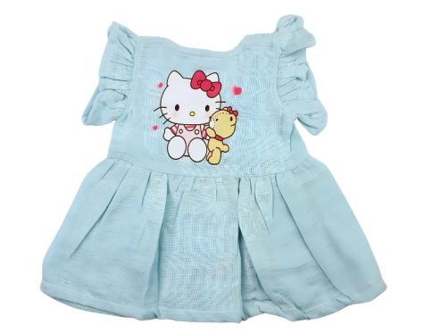 Colour Muslin Frill Frocks Light Blue Cat and Tedy