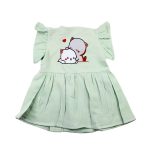 Colour Muslin Frill Frocks Light Green 2 Cats