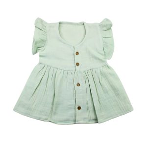 Colour Muslin Frock Light Green Unicorn