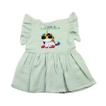 Colour Muslin Frill Frocks Light Green Unicorn