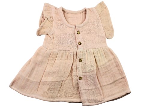 Colour Muslin Frill Frock Light Peach