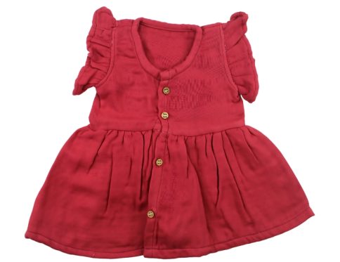 Colour Muslin Frill Frocks Red