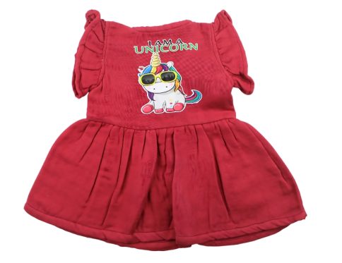 Colour Muslin Frill Frocks Red Unicorn