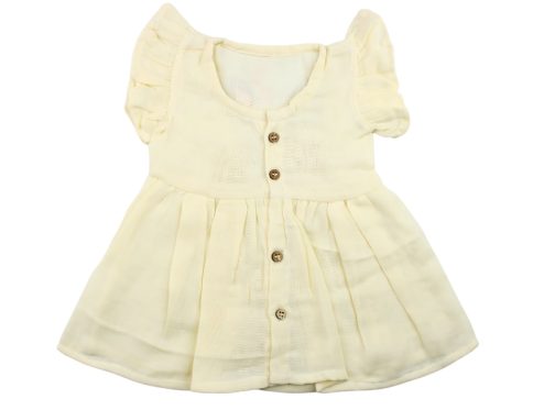 Colour Muslin Frock Yellow Meow