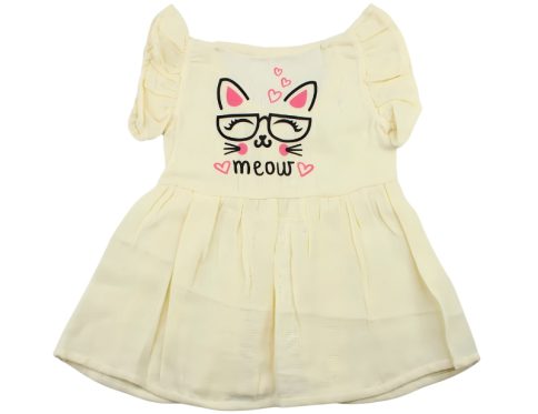 Colour Muslin Frill Frocks Yellow Meow