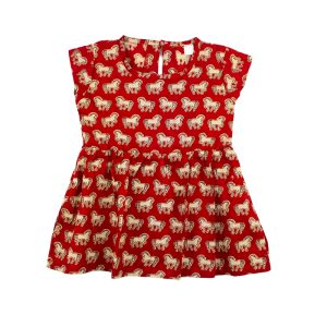 Cotton Frock Red Horse