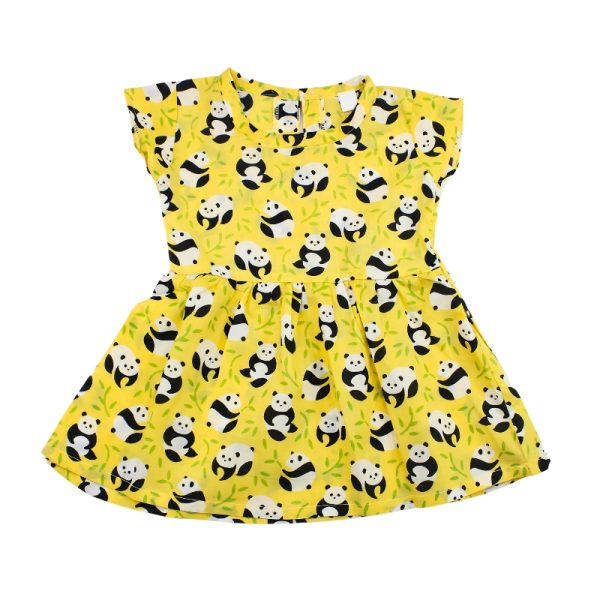 Cotton Frock Yellow Panda