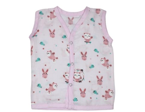 Muslin Colour Jabla Pink with Owl