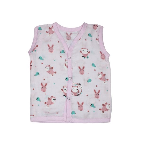 Muslin Colour Jabla Pink with Owl