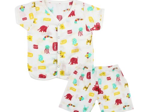 Muslin Co-ord Set Red Elephant