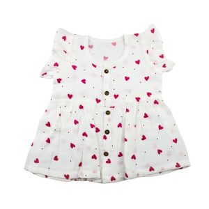 Muslin Frock Pink Heart