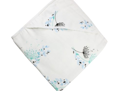 Muslin Hooded Receiving 8-Layer Blanket Blue Flower