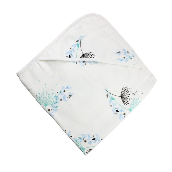 Muslin Hooded Receiving 8-Layer Blanket Blue Flower