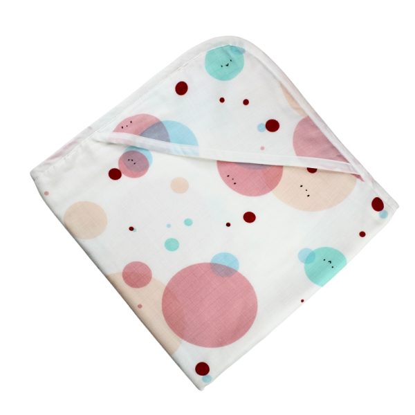 Muslin Hooded Receiving 8-Layer Blanket Colour Circles