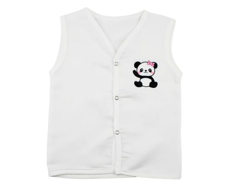 Muslin White Jabla with Panda