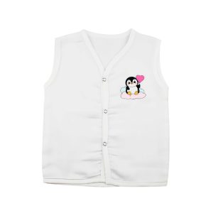 Muslin White Jabla with Penguin Love