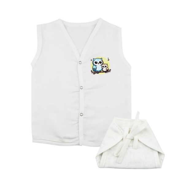 Muslin White Jabla Nappy Set with Two Owls