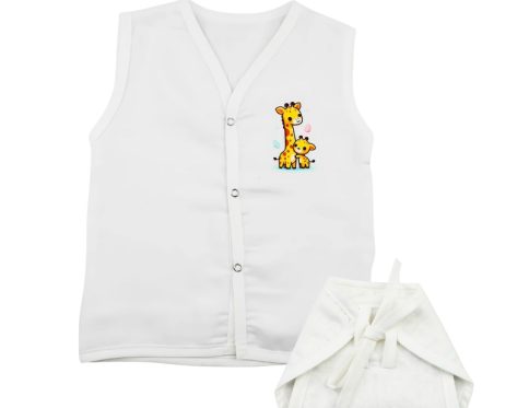 Muslin White Jabla Nappy Set with Two Giraffe