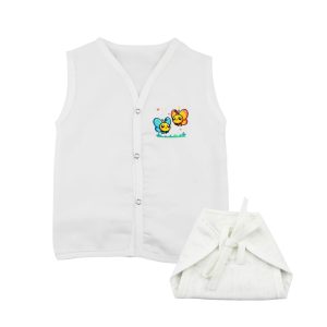 Muslin White Jabla Nappy Set with Honeybee