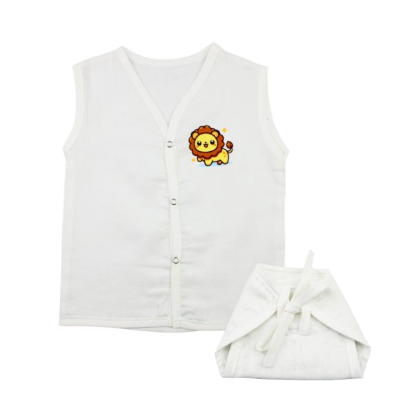 Muslin White Jabla Nappy Set with Lion