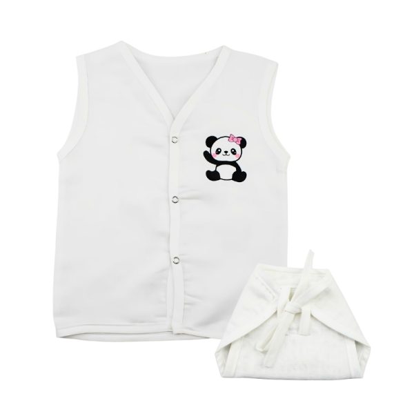 Muslin White Jabla Nappy Set with Panda