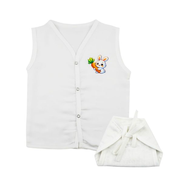 Muslin White Jabla Nappy Set with Rabbit