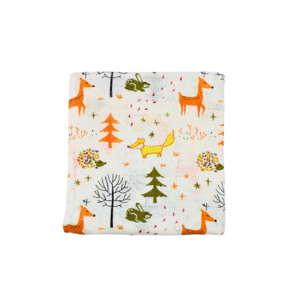 Muslin Swaddle Fox and Deer in the Forest