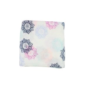 Muslin Swaddle Pink Blue and Black Motifs