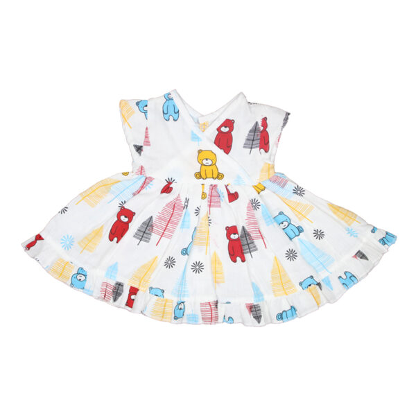 Muslin Frock Red Blue Teddy