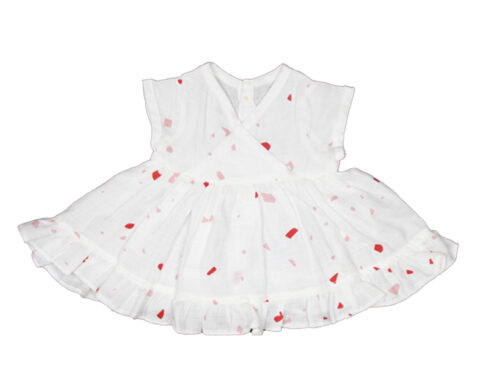 Muslin Frock Red Dot