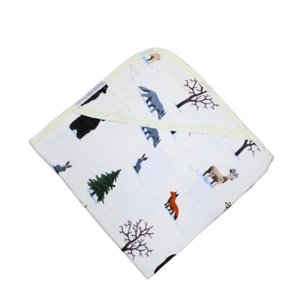 Muslin Hooded Receiving Blanket 8-Layer Forest