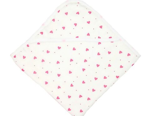 Muslin Hooded Receiving Blanket 8-Layer Pink Heart